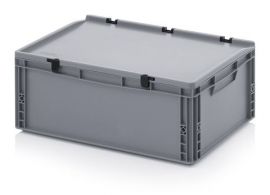 Stapelbak met klapdeksel 60x40x28,5cm, inhoud 56 liter, NORAH Plastics