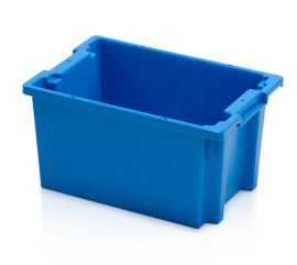 Nestbare stapelbak 60x40x30cm, inhoud 50 liter, Blauw, NORAH Plastics