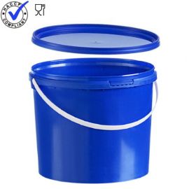 Emmer met deksel, blauw inhoud 5,5 liter