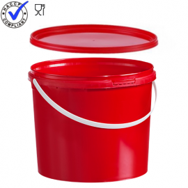 Emmer met deksel, rood, inhoud 5,5 liter