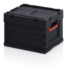 ESD vouwbak met deksel 40x30x27cm, inhoud 24 liter