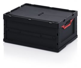 ESD vouwbak met deksels 60x40x27cm, inhoud 52 liter