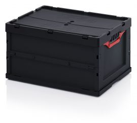 ESD vouwbak met deksel 60x40x32cm, inhoud 62 liter