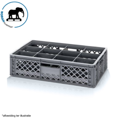 Glazenkrat 60x40x17cm, incl. 12 vaks bodem en topverdeling