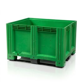 Groene palletbox 120x100x78cm, 3 sleeplatten, inhoud 610 liter, NORAH Plastics