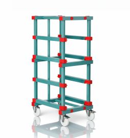 Kunststof bakkenwagen, 4 opnames, zonder stapelbakken, NORAH Plastics