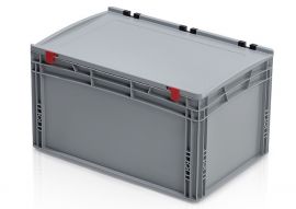 Stapelbak met klapdeksel 60x40x33,5cm, inhoud 66 liter, NORAH Plastics