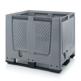 Palletbox 120x100x100cm, 3 sleeplatten, inhoud 900 liter, NORAH Plastics