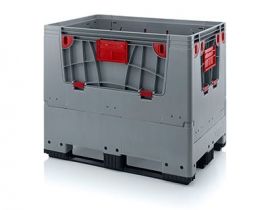 Palletboxen met laadkleppen, 120x80x100cm, 3 sleeplatten, inhoud 700 liter, NORAH Plastics