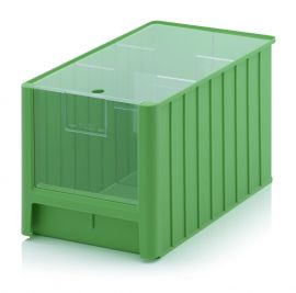 Magazijnbak 50x31x30cm, inhoud 38,2 liter met insteekvenster, deksel en 2 verdeelschotten