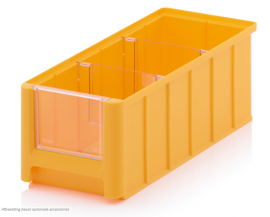 Magazijnbak 22,5 x 15 x 12,5 cm, inhoud 3,17 liter met 3 dwarsverdeelschotten en insteekzichvenster