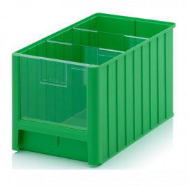 Magazijnbak 50x31x30cm, inhoud 38,2 liter met 2 dwarsverdeelschotten en insteekzichvenster