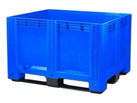 Palletbox 120x100x78cm, 3 sleeplatten, Blauw, inhoud 615 liter, NORAH Plastics