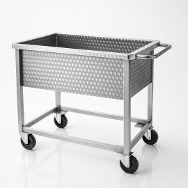 RVS bakwagen, werkhoogte, inhoud 155 liter met duwbeugel, NORAH INOX