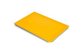 Vlakke deksel voor stapelbak 60x40cm, geel, PP, NORAH Plastics
