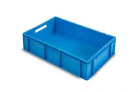 Blauwe Stapelbak 60x40x17cm, Gesloten, inhoud 30 liter, PP, NORAH Plastics