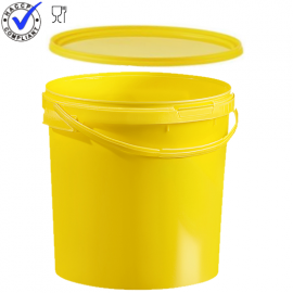 Emmer met deksel, geel, inhoud 20 liter
