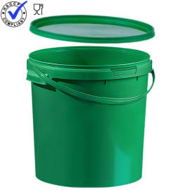 Groene Emmer met deksel, inhoud 20 liter, NORAH Plastics
