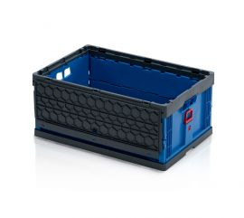 Vouwbak met deksel 60x40x27cm, inhoud 48 liter, Blauw, NORAH Plastics