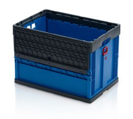 Opvouwbare bak met deksel 60x40x42mm , inhoud 78 liter, Gesloten, Blauw, NORAH Plastics